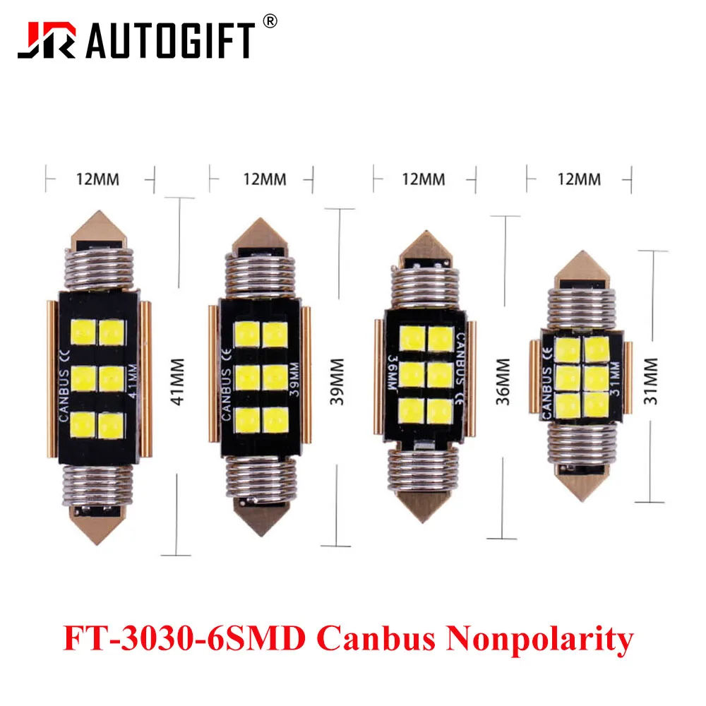 50PCS C5W LED 31mm 36mm 39mm 41mm 3030 6SMD 3030 Chip LED Festoon Bulb Car Dome Light Canbus No Error Auto Interior Reading Lamp