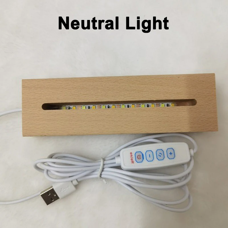 مستطيل الصلبة خشب الزان قاعدة LED ل الراتنج رسالة مصباح الاكريليك الزجاج الراتنج الفن الخشب ضوء قاعدة عرض Led حامل دروبشيب #5