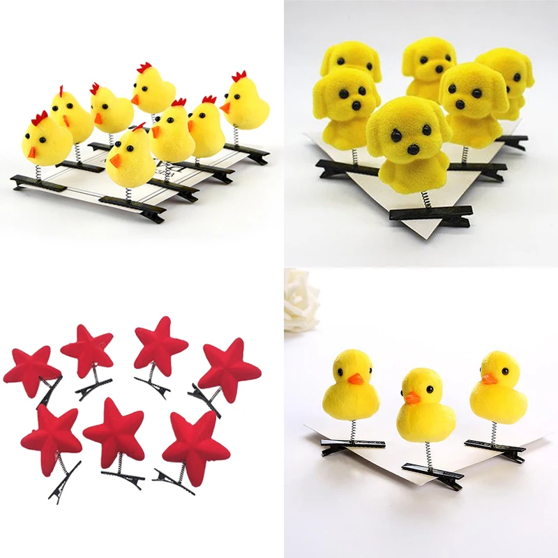 

Lovely Little Yellow Duck Hairpin Heart Windmill Star Chick Dog Rabbit Barrettes For Children Gift Hair Clip Funny Festival Gift