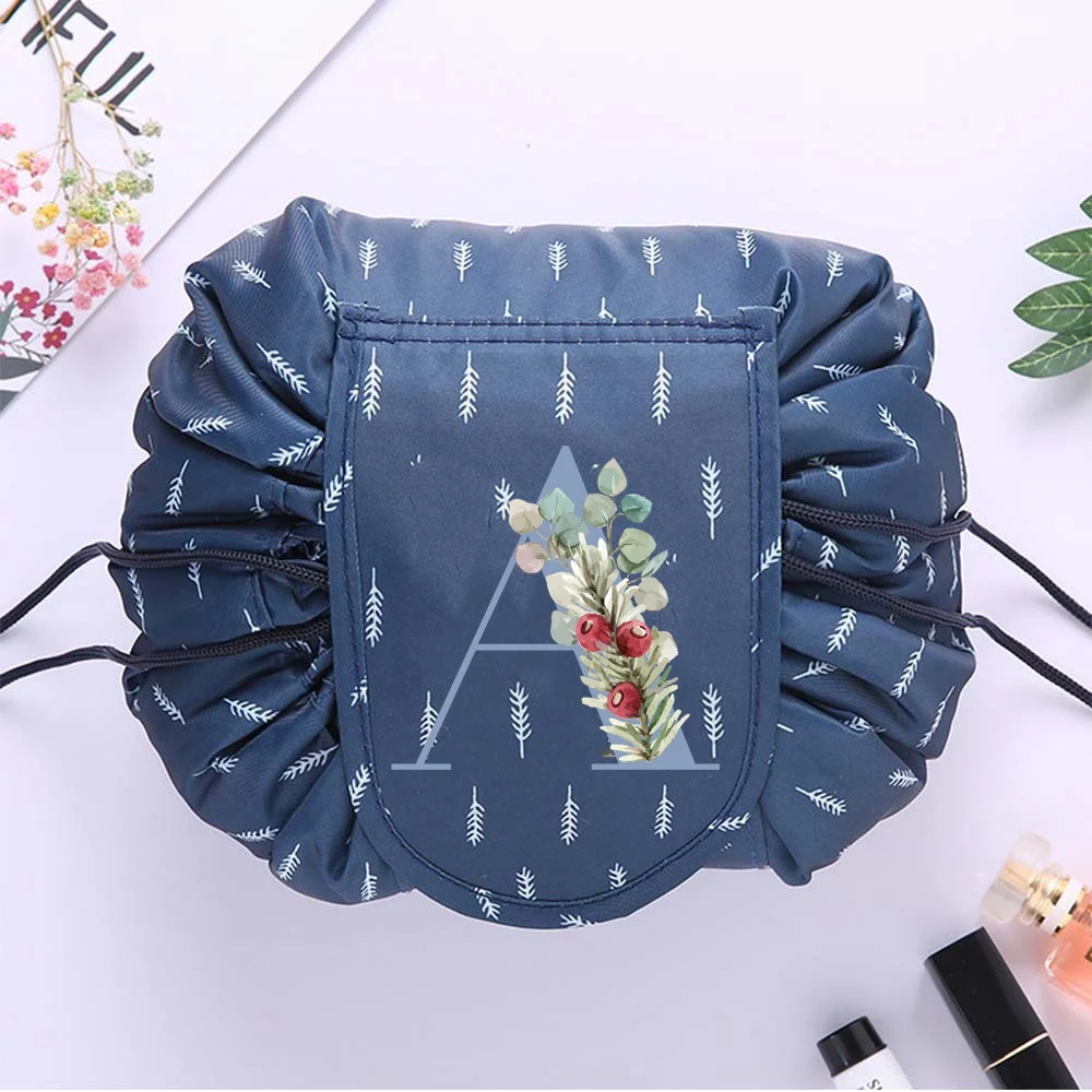 Bolsa de maquiagem portátil organizador de armazenamento de produtos de higiene pessoal blueletter priting serise feminino viagem multifuncional à prova dwaterproof água cosmeticpouch