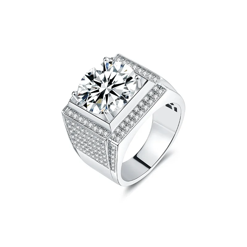 

Серебряное кольцо 925 пробы с муассанитом VVS10, покрытие из белого золота 18 карат, идеальное роскошное кольцо для мужчин и женщин, праздничный подарок