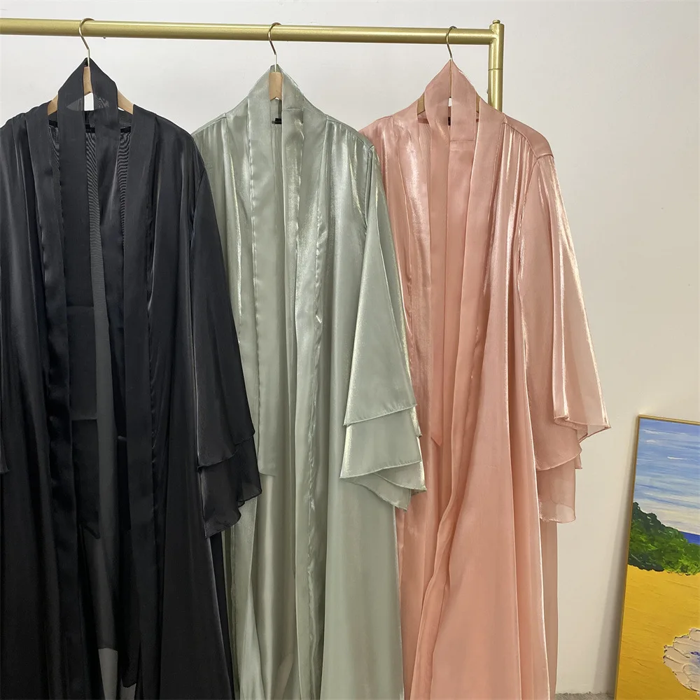 عبايات كيمونو للنساء فستان مسلم متواضع مغربي دبي عباية مفتوحة ستان جلابية عيد تركيا قفطان رمضان ملابس إسلامية