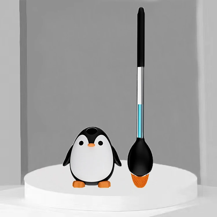 Penguin Shape Silicone Toilet Brush with Holder Soap Dispensing Toilet Scrubber Brush Toilet Cleaner Wc Bathroom Cleaning Tools