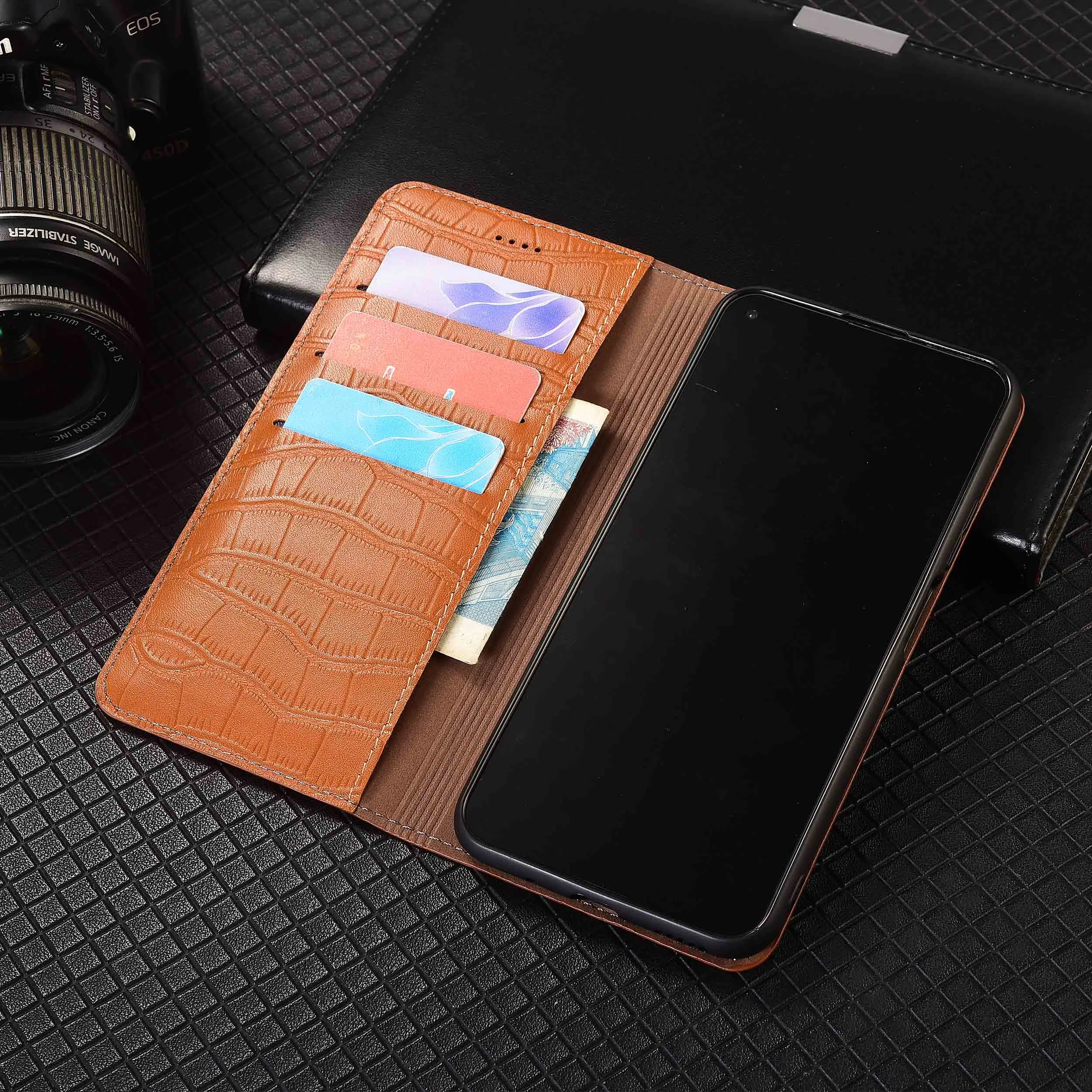 ل iQOO Neo 3 5 5S 6 7 8 9 10 Pro Plus SE تمساح البطن نمط محفظة جلدية أصلية الوجه غطاء الهاتف جلد البقر عدم الانزلاق
