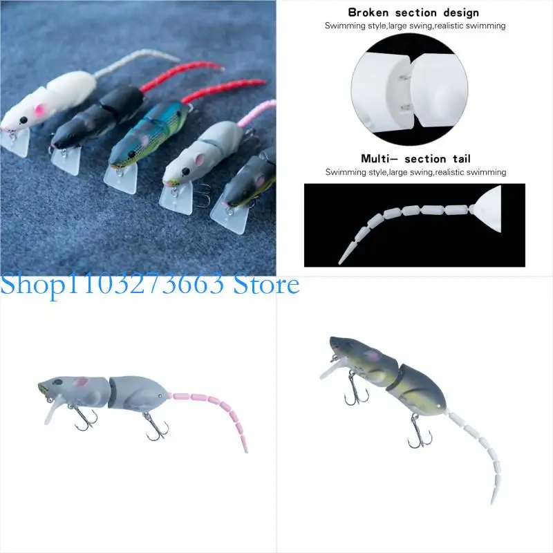 

R6FE 1Pc Mouse Minnow Floating Bionics Mouse 2 Sections Jointed Artificial Baits