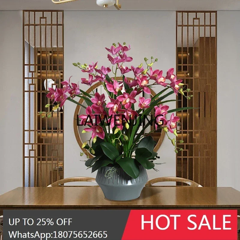 

high-grade Cymbidium simulated flower new Chinese living room Phalaenopsis fake flower ornament