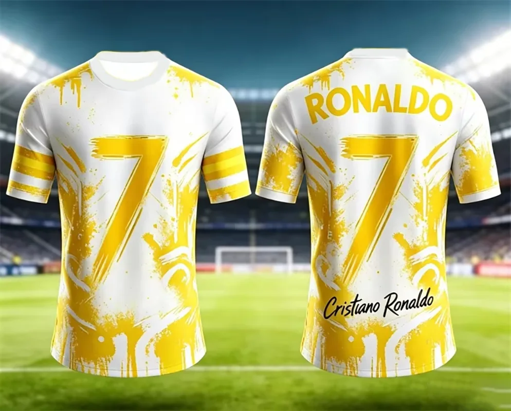 

Summer Men Leisure Ronaldo Football T-shirt Short Sleeve Casual Sports Jersey Kids Boys Street Tee Training Wear