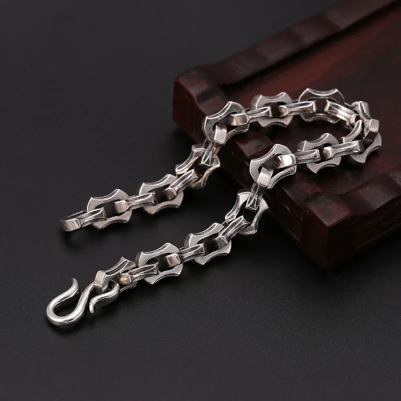 BOCAI S925 Sterling Silver Bracelet for Men New Fashion Domineering Thick Square-Chain Pure Argentum Punk Jewelry