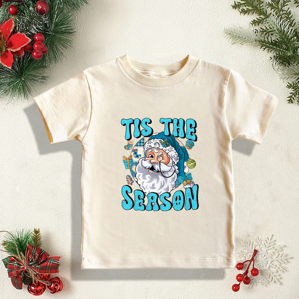 Tis The Season Chirstmas Kids Shirt Child Xmas Party T-shirt Boys Girls Holiday Tee Clothes Toddler Short Sleeve Tops