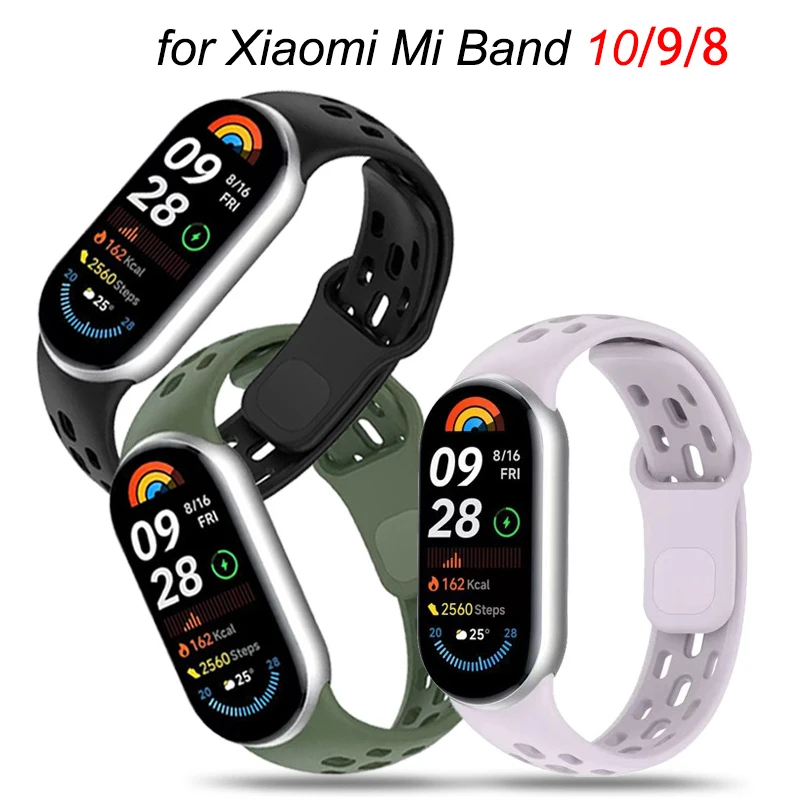 Xiaomi Mi Band 10 スポーツスマートブレスレットリストバンドベルト Mi Band 8 9 交換用バンドアクセサリー時計ストラップ用シリコンストラップ