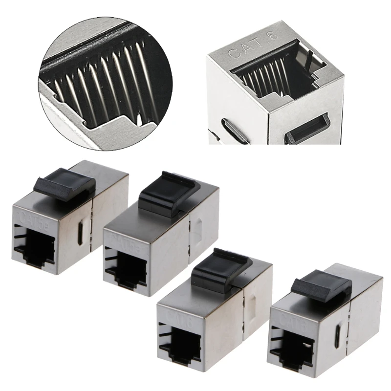 Shielded Cat6 RJ45 Tool-Less Keystone Ethernet Module Female Jack Network Punch Down Connector Wall Adapter Coupler