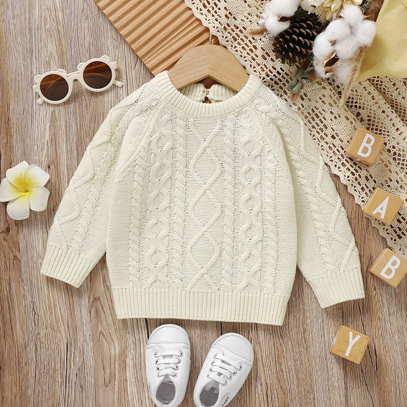 1-3Y Autumn Winter Toddler Boys Girls Solid Sweaters Clothes Spring Daily Casual Crew Neck Long Sleeve Newborn Infantil Knitwear