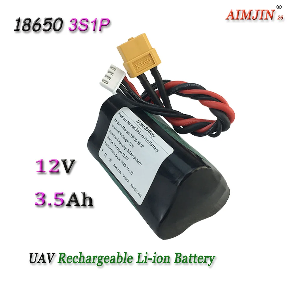 

3S1P 12V 3.5Ah 12.6V High Capacity UAV Rechargeable Li-ion Battery For Various RC Airplane Quadrotor XH2.54-4P XT60