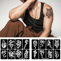 1Sheet Tattoo Stencil For Man Templates Body Art Showing Airbrush Paint Templates Decal Men's Arm Wolf Dragon Tattoo Template