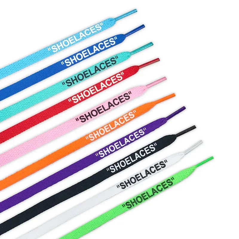 New 47"/55"/63" Printing Shoe Laces Silicone Printed Shoelace 8MM Flat Boot Laces Off Print White Shoe Laces for Sneakers 1 Pair