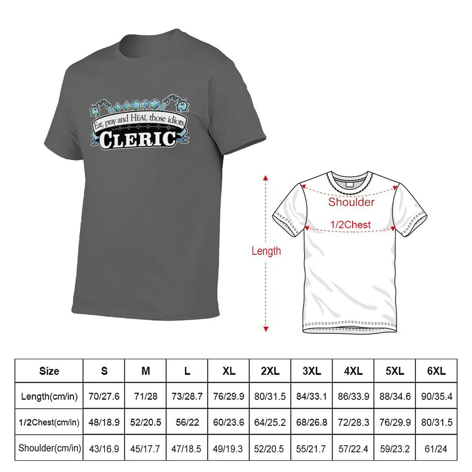Cleric D&D T-Shirt Casual Basic Short Sleeve T-Shirt