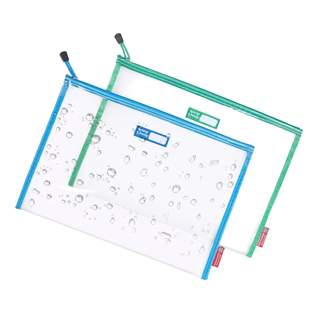 

Rough Enough Plastic File Folder Clear Zipper Pouch Bags Document Holder Bag for Organizing A4 Paper Letter Office Teacher Ar
