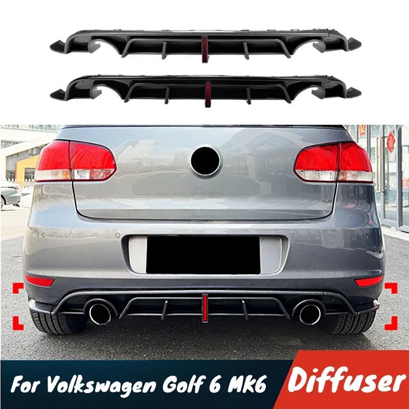 

For Volkswagen Golf 6 MK6 Standard Edition 2008-2012 Car Rear Bumper Diffuser Spoiler Wings Body Kit Exterior Tuning Accessories