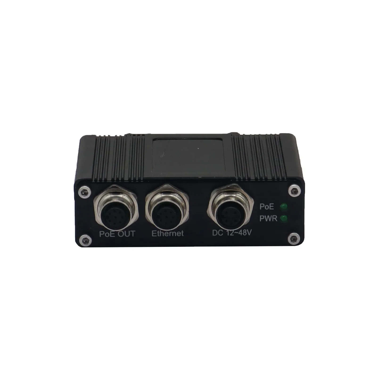 Mini Industrial Gigabit 1.25G 2.5G 5G 10G 30W 90W IEEE802.3AT BT PoE Injector M12 Connector for Railway Subway Transport Network