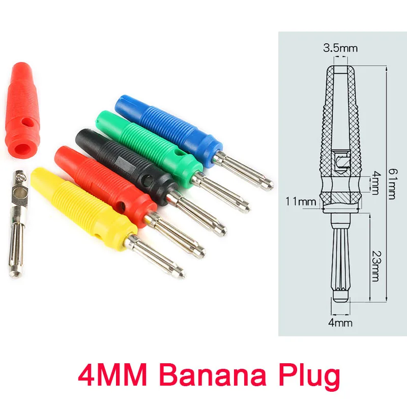 1-5Pcs 32A 4mm Solderless Side Stackable Banana Plug 4mm Plugs Musical Speaker Cable Wire Pin Banana Plug Connectors