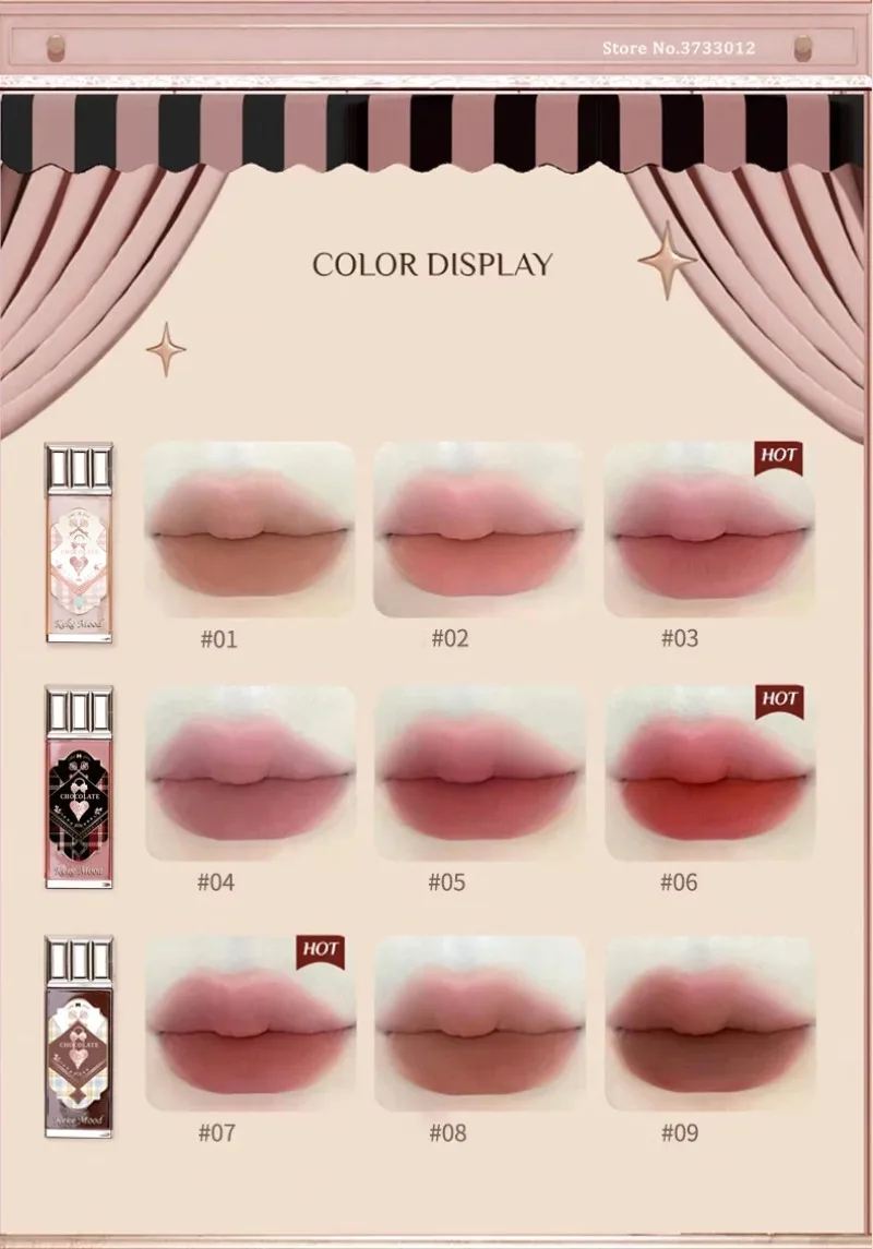 Chocolate Cloud Lip Gloss Matte Velvet Smooth Application Lip Glaze Mousse Braun Rot Flüssiger Lippenstift Make-up Lippentönung Kosmetik – Detail 6