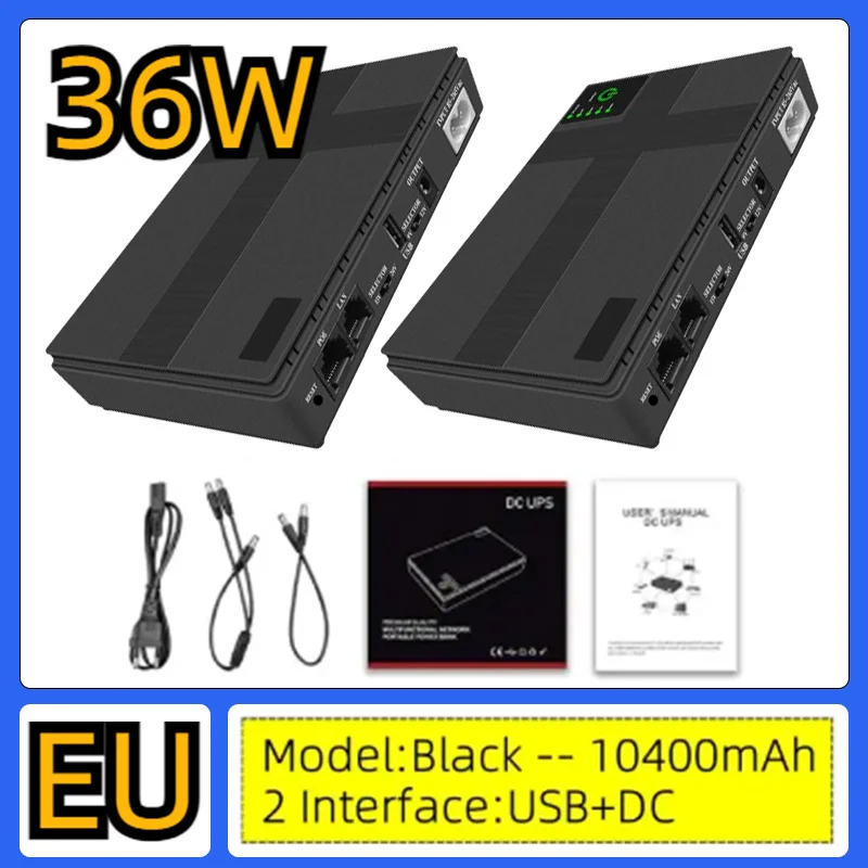 

36W 10400mAh Mini UPS Router 5V-24V Uninterruptible Power Supply For WiFi Router Large Capacity Standby Power Adapter