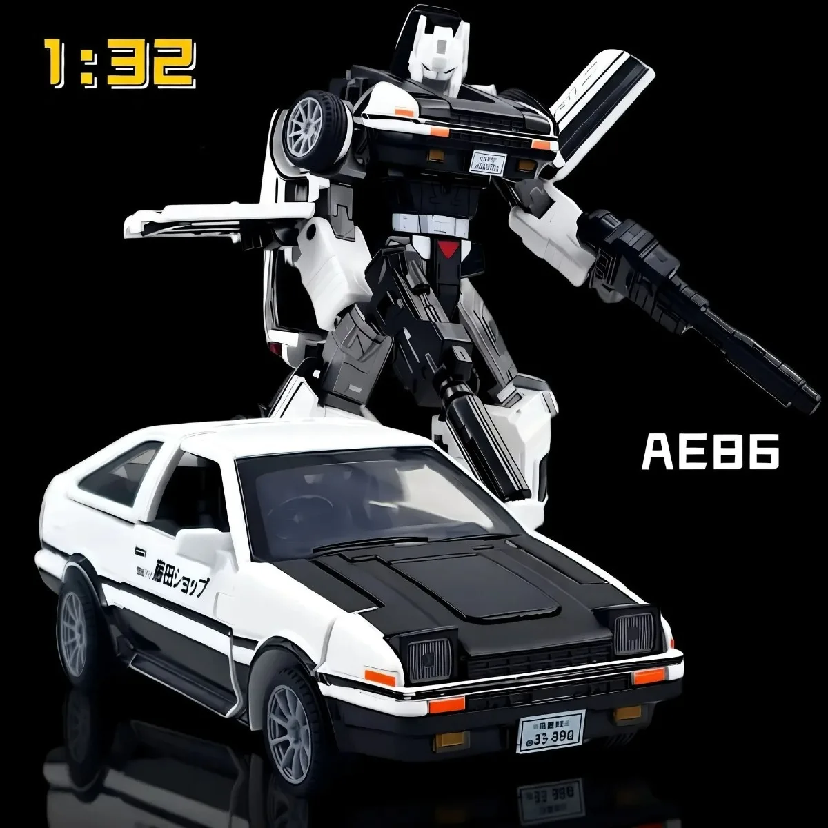 Transformable AE86 Car Robot Model, Alloy Deformation Action Figure, Tofu Vehicle Collectible Toy Gift for Adult Fans