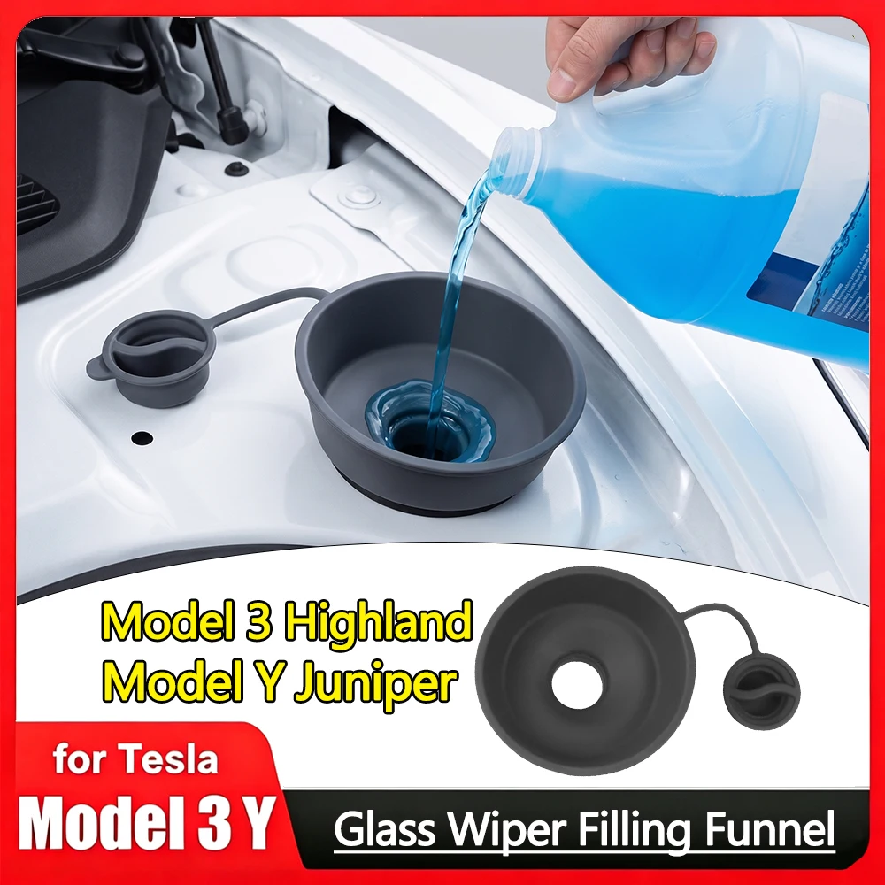Glass Wiper Filling Funnel For Tesla Model Y Juniper Model 3 Highland Filler Windshield Fluid Filled Wiper Funnel Car Accessory