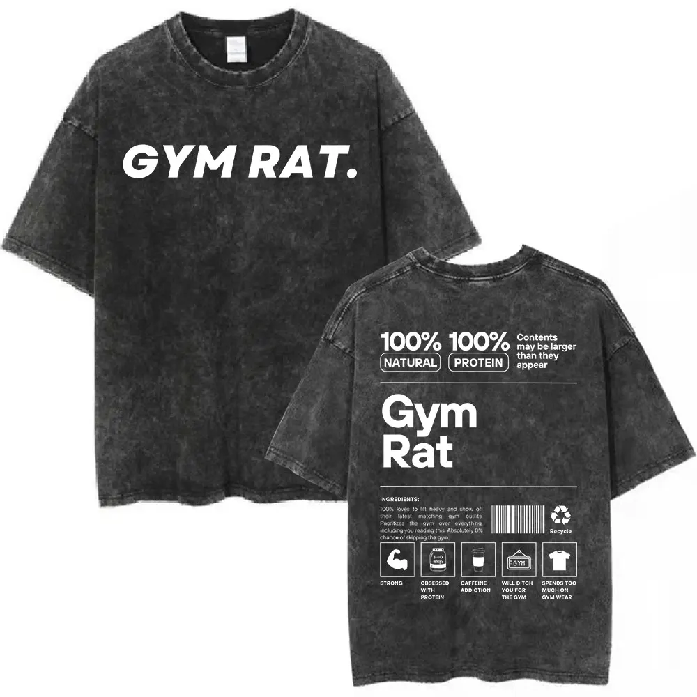 New Arrival Mens Clothes Tee Shirt Homme T-Shirts Tshirt for Men Ropa Hombre Gym Rat Muscle Mommy Pump Cover Vintage Washed