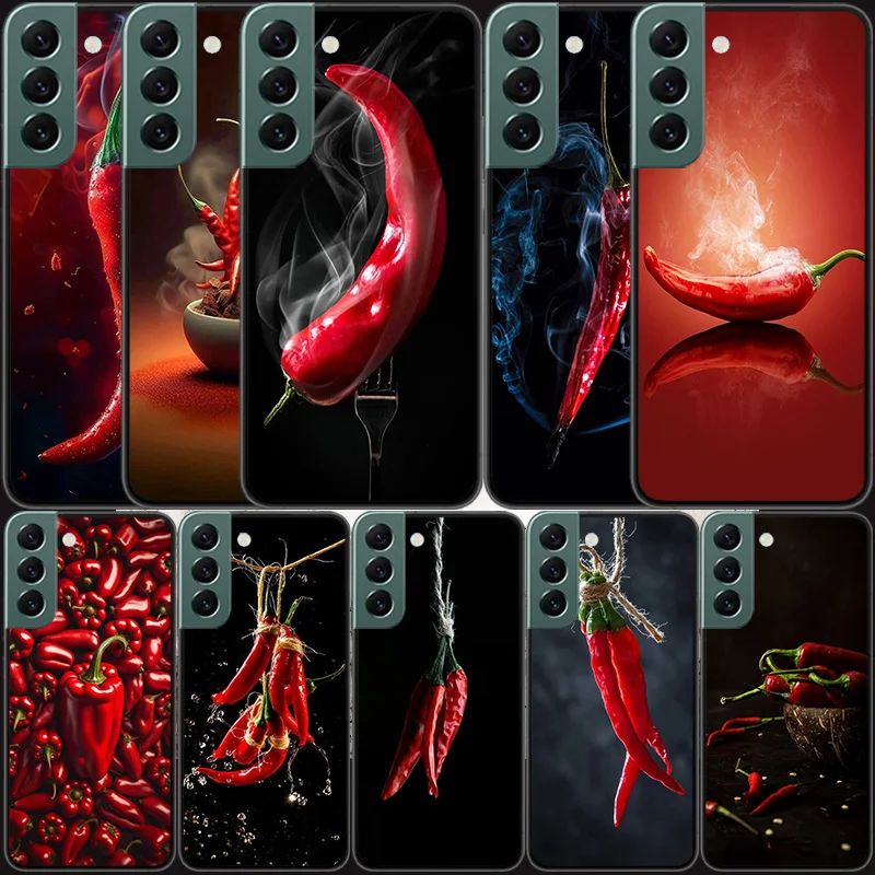 Taste The Flavor of Chili Peppers Phone For Samsung Galaxy S24 S22 Ultra S21 Plus S20 S23 S24 FE Case S10 5G S10E S9 Cover Silic