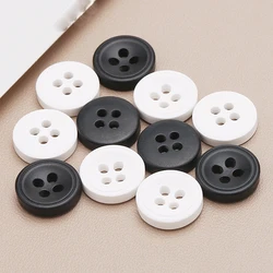 11.5mm Black/White Resin Buttons Round 4 Holes Solid Color Buttons For DIY Children Clothes Shirt Sewing Craft Accessories
