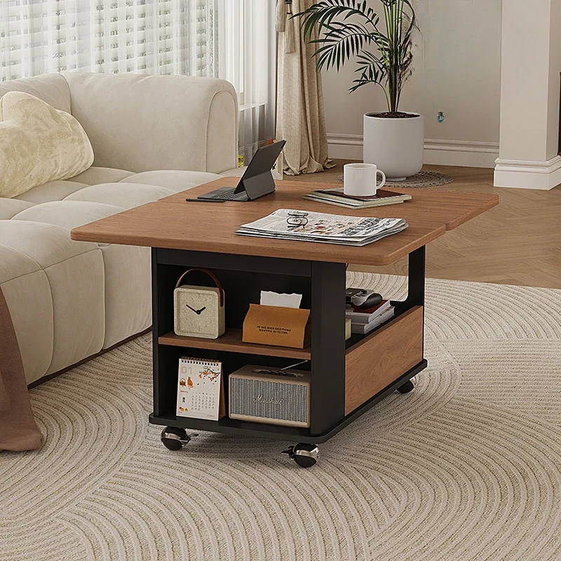 Living room sofa removable folding coffee table side table with wheeled trolley small apartment multi-functional tea table