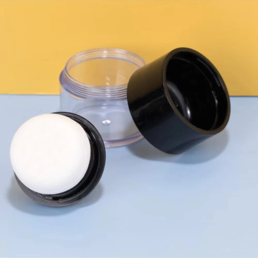 10g Plastic Empty Face Loose Powder Case Makeup Blusher Jar Travel Cosmetic Container With Sifter Puff And Black Lid