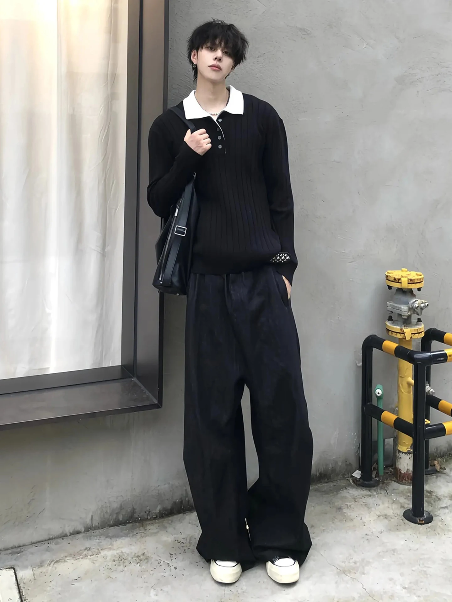 

American Retro Double Layer Collar Sweater Casual ex Knitted irt Vintage Sle Winter Warm Faionable Couple's Top