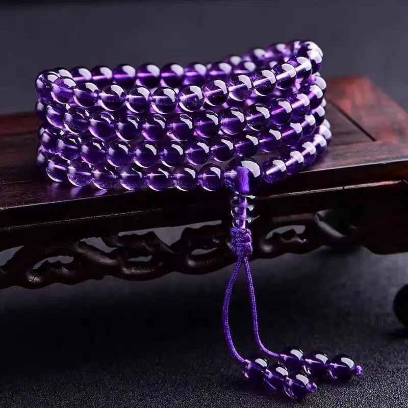 

Genuine Uruguayan amethyst 108 Buddha beads, rosary beads, men's and women's multi-circle bracelets, necklaces.