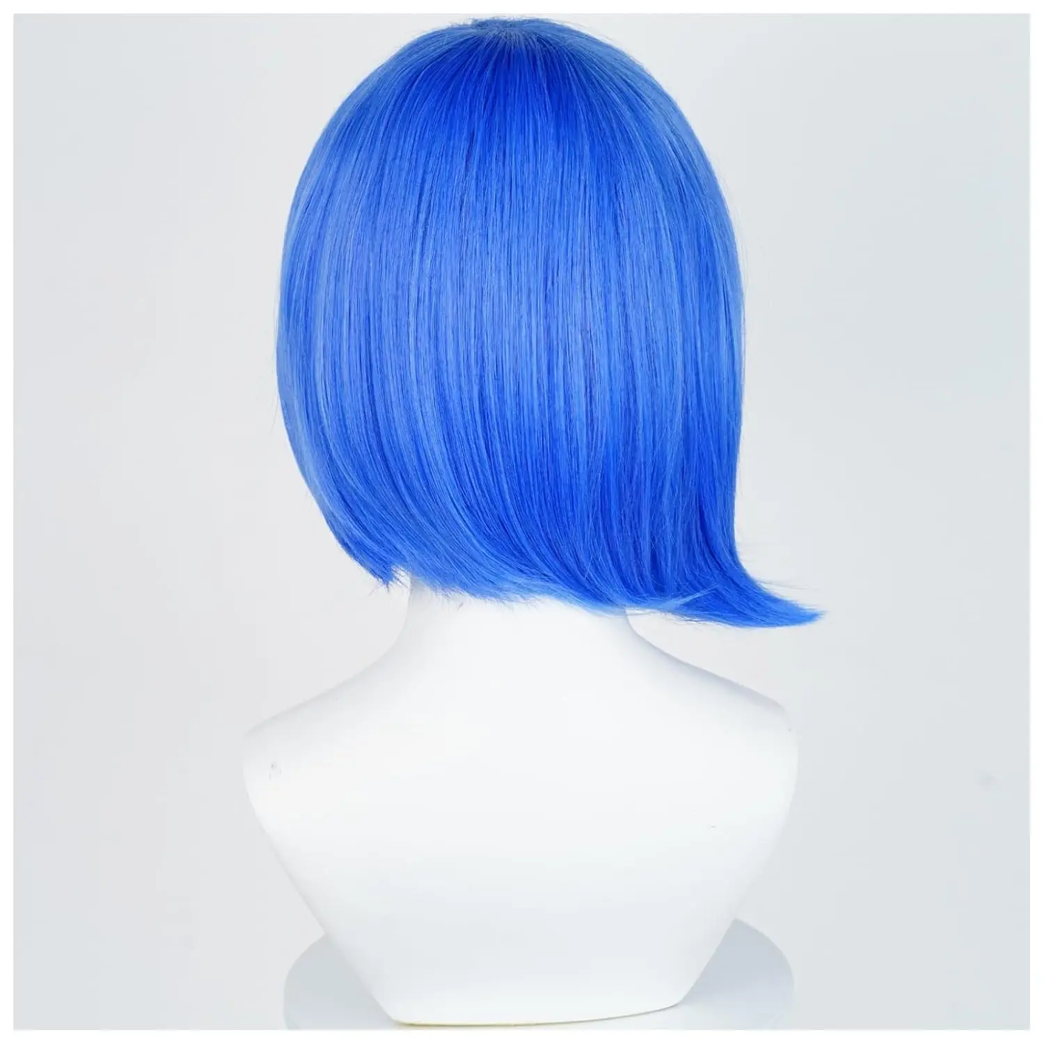 Wig Bob Biru Pendek Topi Wig Kacamata Hitam Wig Kostum Cosplay Emosi Anime Biru dengan Poni Bagian Samping Rambut Sintetis