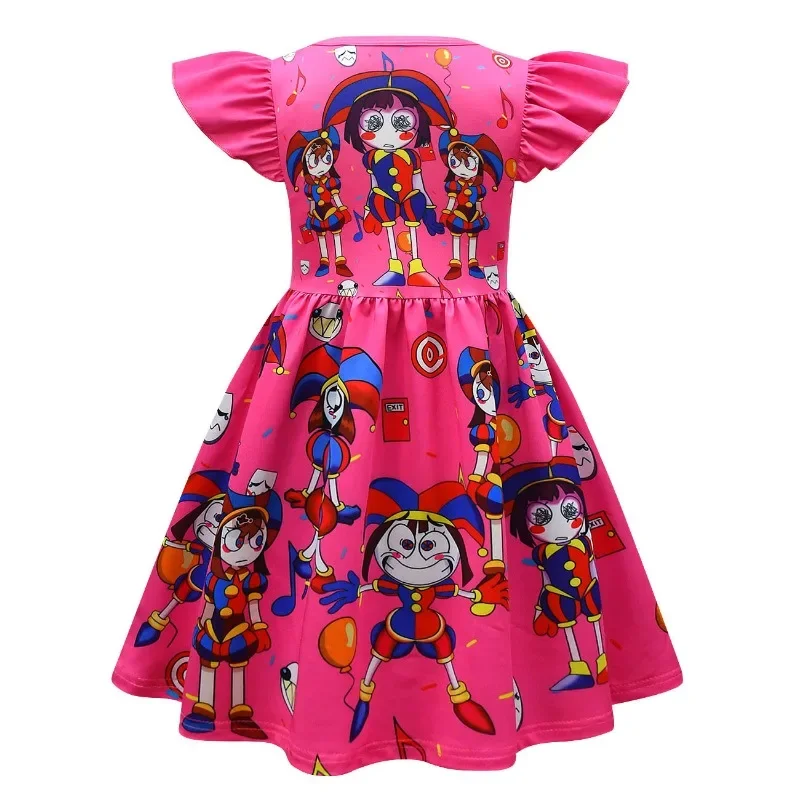 DIGITAL CIRCUS Cosplay Costume Kids Girl Birthday Party Princess Dress Pomni Cartoon printed Dress Halloween Carnival Costume