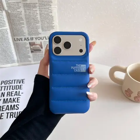 Stylish Down Jacket Phone Case Solid Color The Puffer Case for iPhone17 Air 17Pro ProMax Fashion Soft Phone Cover Case