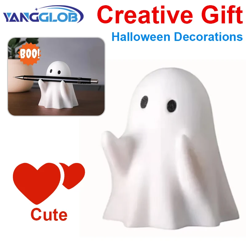 

Funny Ghost Pen Holder Spooky Ghost Figurine Design Pencil Holder for Desk Organizer Accessory Gifts for Families Friends