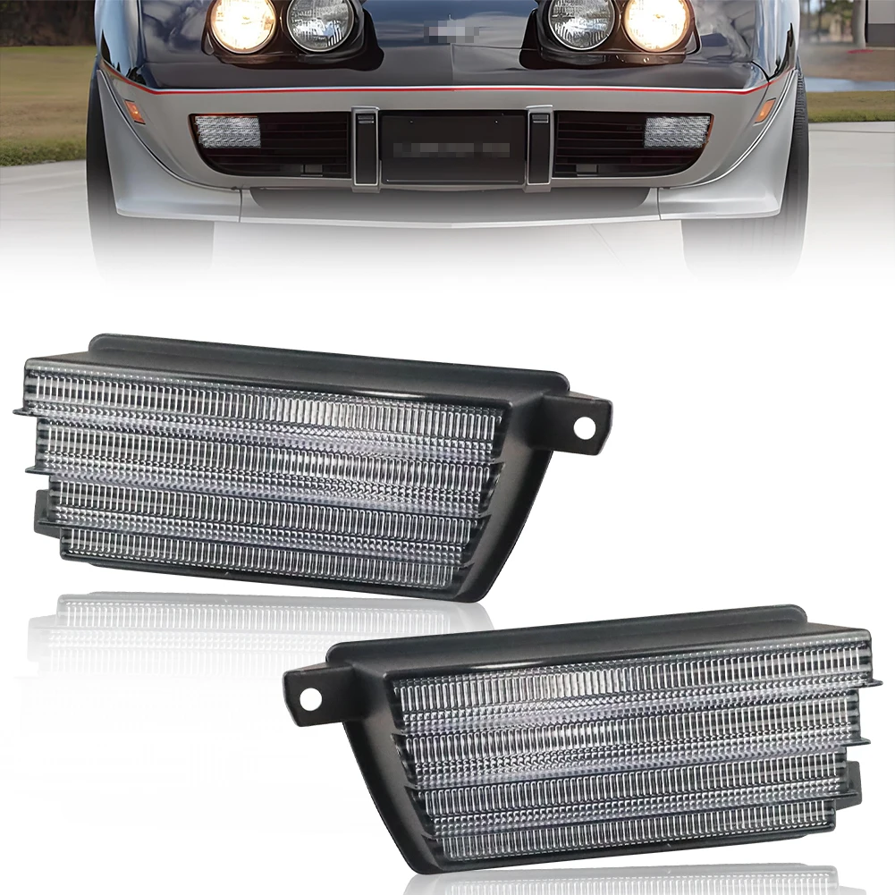 

2PCS Front Bumper Turn Signal Light Parking Light DRL Light Cover For 1975 1976 1977 1978 1979 Chevrolet Corvette C3 No Bulb