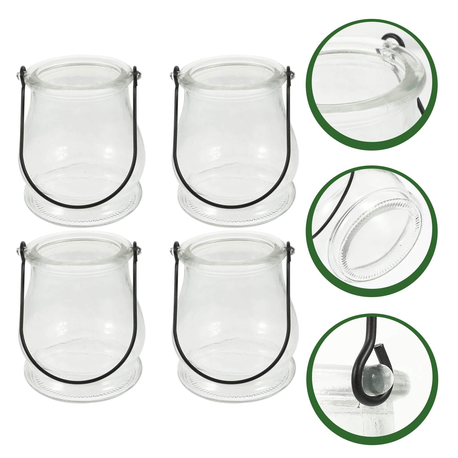 

4Pcs Decorative Hydroponic Vase Simple Candlestick Iron Home Wedding Banquet Decoration Glass Candlesticks