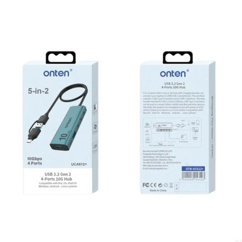 20CB Portable Type C Hub with 3 Type C Ports and 2 USB Ports PD60W Charging Expand Device's Connectivity