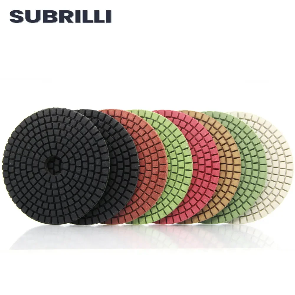 SUBRILLI 8pcs/Set Diamond Polishing Pads For Stone Concrete Granite Marble Wet Polish Abrasive Grinding Wheel Diamond Sand Disk