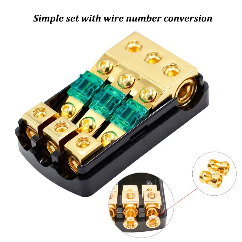 12V 60 Amp Mini ANL 3 Way Car Audio Fuse Holder Distribution Block