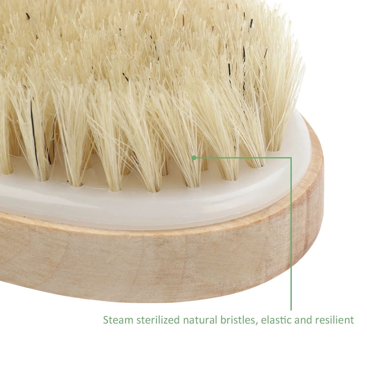 PIXNOR Wooden Pig Bristle Bath Medium Stiffness Spa Body Exfoliating Brush Cellulite Reduction Lymphatic Improvement Foot Knee