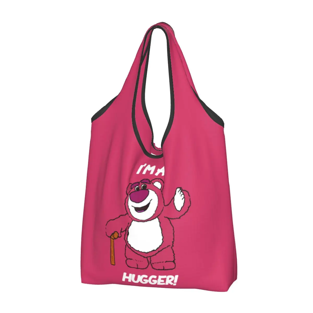 Custom Fashion Lotso Huggin Bear Hugger Shopping Tote Bags Portable Grocery Shoulder Shopper Bag