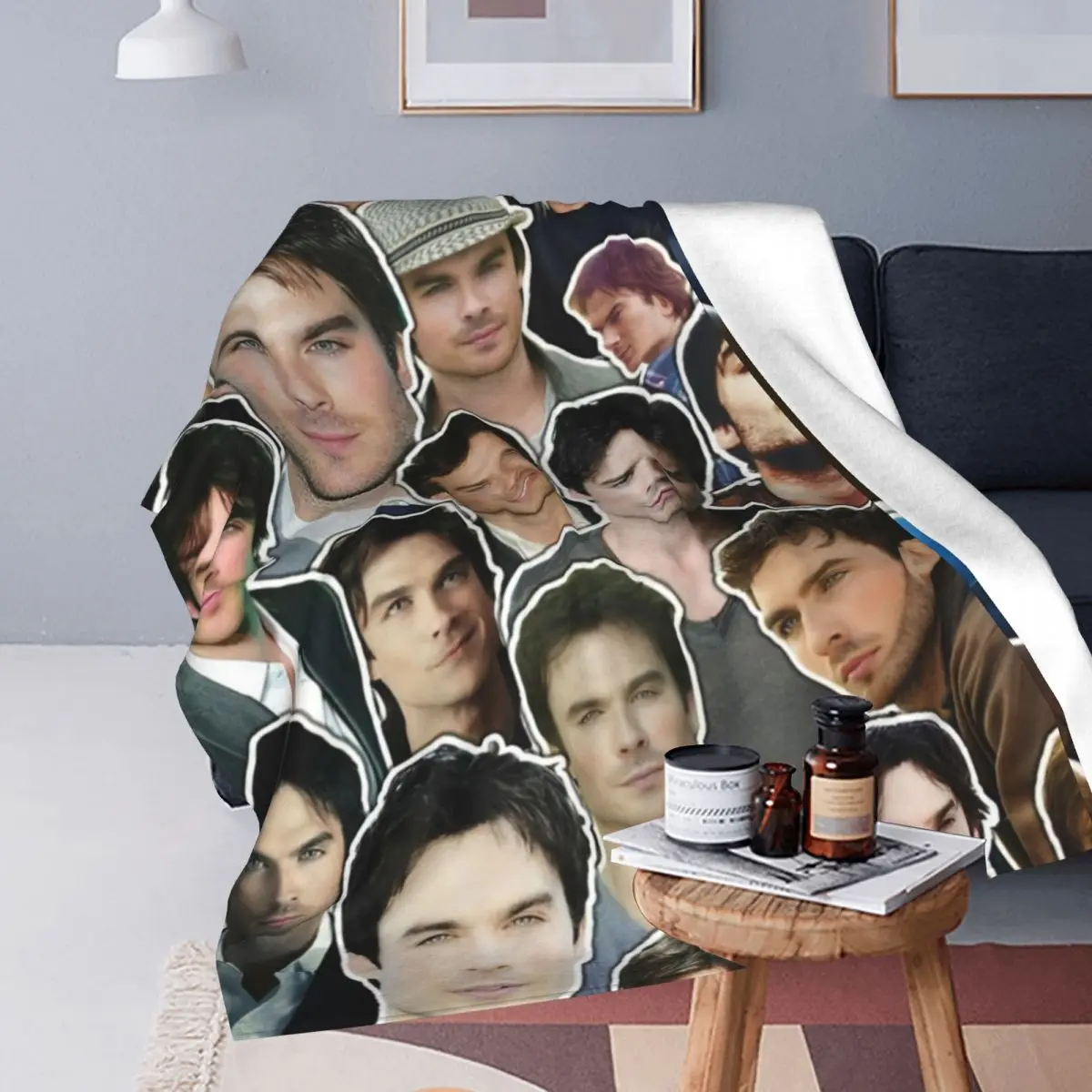 Damon Salvatore Blankets Flannel Summer The Vampire Diaries Portable Super Warm Throw Blanket for Bedding Couch Plush Thin Quilt