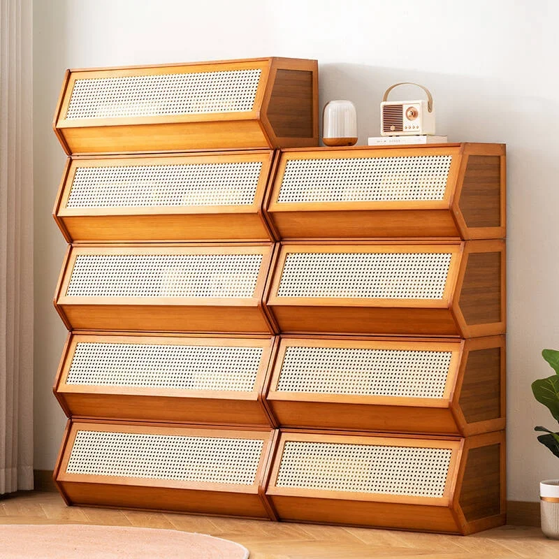 

Bamboo Storage Cabinet Chest Drawers Multi-Layer Shelf Modern Simple Design for Home Bedroom Living Room