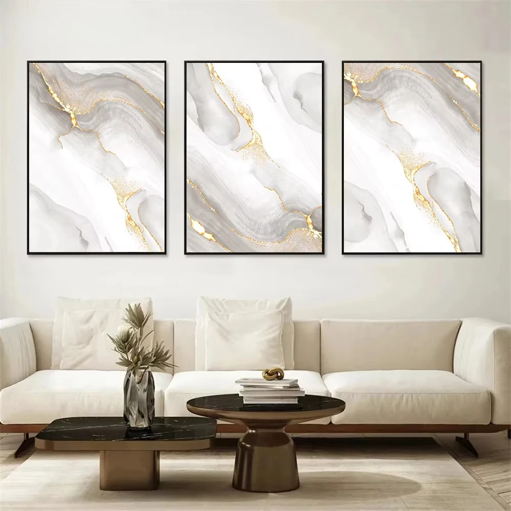 

Modern Beige Grey Gold Marble Canvas Painting Wall Art Print Abstract Posters And Prints Nordic Wall Pictures Living Room Decor