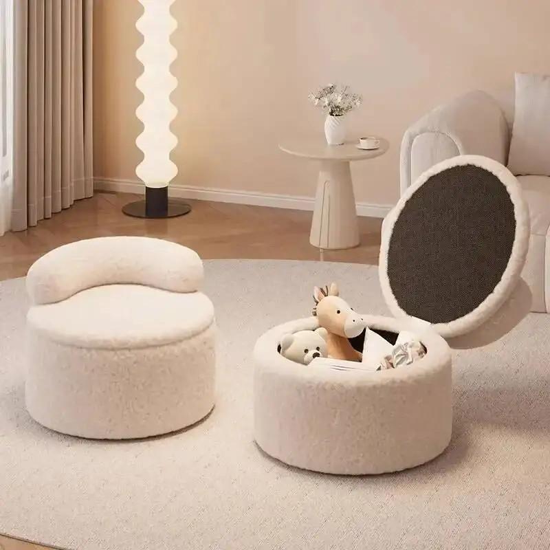 

European Style Stool, Bedroom, Home, Living Room, Solid Wood, Storage, Storage Stool, Round Stool, Backrest, Sofa, Shoe Change,